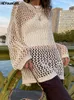 Swetry damskie Hejoungirl Vintage Casual Knit Sweter T-shirt długie rękawie Y2K puste topy luźne pullover tee moda streetwear 230904