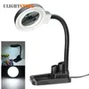 Ambachten Glas Lens LED Bureau Vergrootglas Lamp Licht 5X 10X Vergrootglas Desktop Loep Reparatie Tools met 40 LEDs Stand2833