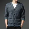 Men's Sweaters Vneck Cardigan Autumn Winter Button Up Coat Fleece Thick Cashmere Jumper Blazer Male Clothing Knitted Sweater Jacket 230904