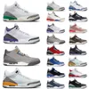 Jumpman 3 Lucky Green Dark Iris Palomino Hommes Chaussures de basket-ball Ciment blanc réinventé Napolitan Fire Red Black Cat Racer Blue Knicks Fragment Baskets baskets