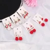 Studörhängen DIY Crystal Christmas Earring For Women Girl Santa Gloves Red White Balls hängsmycken Xmas gåvor släpp 2023