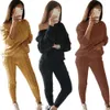 Kadınların Trailsuits Sıradan Sağlam Sıcak Örme Kadınlar Set İki Parça Seksi O yaka Kazak Pantolon Terzini Kış Lady Kıyafetleri Slim 230904