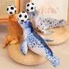 Pluche poppen Mainan boneka anjing laut 37 53CM segel seperti hidup headset bola singa simulasi Infauna lucu hadiah dekorasi anak anak 230905