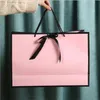 Pretty Pink Kraft Gift Bag Gold Present Box for Pajamas Clothers Books Packaging Gold Handle Paper Box Bags Kraft Paper Gift Bag 21316a