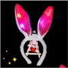 Other Festive Party Supplies Light Flashing Led Plush Fluffy Bunny Rabbit Ears Headband Tail Tie Costume Accessory Cosplay Woman Girl Dhzln