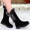 Botas de neve de cabelo de coelho 2023 moda feminina inverno casual sapatos de algodão quente com sola grossa de veludo confortável antiderrapante