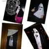 Masques de fête La nonne Masque d'horreur Cosplay Valak Masques effrayants en latex avec foulard Casque intégral Halloween Party Props T230905