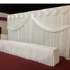 10ft 20ft White color ice silk Wedding Backdrop Curtain With Swags gold drape Luxury Wedding Props Satin Drape curtain party decor216Q