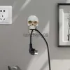 Party Decoration Creative Skull Sculpture Key Storage Hook Wall Mount Harts Skeleton Desk Prydnadsstaty för rolig present Halloween Party Decor X0905