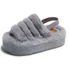 Zapatillas Nuevo invierno Open Toe Slipper Moda Piel Suela gruesa Pisos Tacón Damas Casual Resbalón en zapatos de dormitorio Suave Diapositivas al aire libre Zapatos X0905