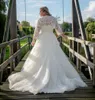 Abiti da sposa linea A taglie forti con giacca Scollo a cuore Applicazioni in pizzo Abito da sposa Con lacci sul retro Robe De Mariage