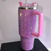 Tumblers Gobelet personnalisé en strass de 40 oz avec couvercle à poignée et bouteille thermos en paille cadeau en acier inoxydable pour maman cadeau pour elle T230905