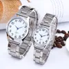 Wristwatches Man Women Couple Wrist Watches Stainless Steel Band Alloy Lovers Business Quartz Movement Wristwatch Elastic Strap Watch 230905