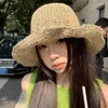 Berets Summer Handwoven Colourful Sun Hats For Women Girl Foldable Breathable Crochet Straw Hat Femme Wide Brim Beach Panama Bucket Cap