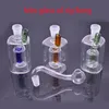 Großhandel Mini bunte quadratische Glas Ölbrenner Rohr Wasser Dab Rig Bong mit Silikon-Strohschlauch und 10 mm männlicher Öl-Rig-Schüssel zum Rauchen