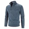 Herrtröjor Herrstickad tröja Autumn Winter Designer kläder fleece tjockare halv dragkedja Turtleneck Varma tröjor för män Pullovers Male 230904