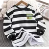 Hoodies tröjor mode stripe tryck tröja småbarn pojkar flickor tröja casual baby pojke lång ärm huvtröja barn kläder 230904