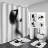 Nude mulheres sombra cortina de chuveiro com gancho sexy menina banheiro conjunto antiderrapante tapete toalete almofada tapete de banho para decoração de casa 210609294g