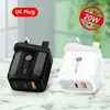 Type-C 20W PD en QC 3.0 dubbele poorten USB PD 20W snelle wandlader met US EU UK Plug Opladen voor IPhone 15 14 13 pro max Ipad Xiaomin Huawei Opladers voor mobiele telefoons