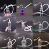 2pcs 30 Styles Fot Option Mini Glass Oil Burner Bong Bubbler Smoking Water Pipe Dab Rig Bong Ash Catcher Hookah with 10mm Male Oil Burner Pipe and Hose Cheapest Price