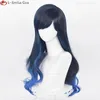 Perruques de cosplay Haute qualité Shiraishi une perruque de cosplay longue 70 cm bleu dégradé cheveux bouclés résistant à la chaleur perruques de fête de cheveux synthétiques bonnet de perruque 230904