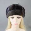 Beanieskull Caps Luxury Winter Man Women Girls Real Mink Fur Marten Head Warm Blackbrown Siberian Style Hat Full Lei Feng Bomber 230904
