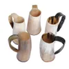 Mugs Handmade Ox Horn Mug Crafts Whiskey S Glasses Cup Wine Drinking Viking Coffee Tea Drop Selling Whole 230220245o