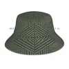 Berretti Linea Verde Oliva Lavoro Su Tessuto Strutturato-Motivo Geometrico Astratto Berretti Cappello Lavorato A Maglia Erba Khaki Art Fango