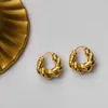 Stud Ghidbk Minimalistyczne grube skręcone metalowe kolczyki dla kobiet projektantki Chunky przesadzone francuskie codzienne obręcze biżuteria 230904