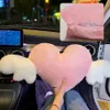 New Heart-Shaped Car Headrest Plush Love Neck Pillow Seat Back Pillow Car Cushion Support Accessories Interior Lumbar Universal