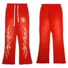 Men's Pants Hellstar Pant High Street Ins Sweatpants Designer Jogger Trouser Men Fashion Red Flare Vintage Washed Loose Drawstring Trousers