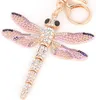Dragonfly Keychain Crystal Movable Wings Key Ring Women Handbag Charm Pendant Presant Key Ring Gift 1221349