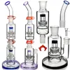 Gekleurde Recycler Bong met Sprinkler Perc Arm Tree Perc Dikke Grote Glazen Bongs Bouw Unieke 3-delige Bong Dab Rigs 18mm glazen kom