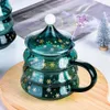 Mugs Teacups With Lids And Star Stirrers Christmas Themed Gift Water Glasses Shaped Like Christmas Trees Heat-Resistant Coffee Cup 230904