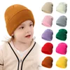 Winter Baby Knitting Hat Solid Color Warm Crochet Beanie Caps For Toddler Kids Boys And Girls 18 Colors Wholesale M259E