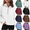 Sweats à capuche courts pour femmes Sweats à capuche pour femmes lulus Sweats à capuche de plongée Sweat-shirts courts surdimensionnés à demi-fermeture éclair Vêtements de sport en polaire avec poches Trou pour le pouce lululemens Automne