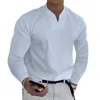 Men's Polos Men Tops Solid Color Slim Fit Long Sleeves Pullover Colorfast V Neck Casual Autumn Shirt Clothes T-Shirts