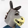 Masques de fête Shrek Masque d'âne Halloween Nouveauté Deluxe Costume Party Cosplay Latex Masque de tête d'animal Adulte T230905