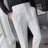 Heren Broek Lente Zomer Mode Effen Kleur Losse Mannen Pak Broek Mannelijke Hoge Taille Casual Formele 230904