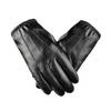 Mittens 1pair Men's PU Leather Winter Autumn Driving Keep Warm Gloves Cashmere Tactical Gloves Black Outdoor Sports Waterproof Mitten 230905