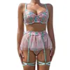 Bh's sets Aduloty erotische lingerie set prachtig borduurwerk grote bloem perspectief verleiding kleine rok sexy dames Under259n