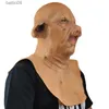 Party Masks Pig Full LaTex Mask Horror Creepy Wrinkle Face Mask med Neck Full Head Halloween Party Carnival Props Mask for Face Fashion T230905