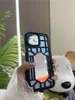 Роскошный полый чехол для телефона Vogue для iPhone 14 13 12 11 Pro Max Стильный тонкий полный защитный мягкий бампер Кожаная задняя крышка с геометрическим принтом и зеркалом для макияжа