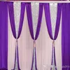 3m 6m 10ft 20ft isilkbröllop Bakgrundsgardiner med silverpaljetter Swags Celebration Stage Satin Curtain Drapig äktenskap Decora212b
