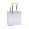 Gift Wrap Clear Tote Bags With Handles Bk Bouquet Pvc Party Favors Bag For Birthdays Bridal Showers Festival Treat White Frosted Retai Othzh