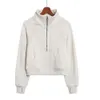 Scuba-hoodie met halve rits en opstaande kraag Lu-43 Damesyoga-sportjas Herfstfleece dikke jas met zaksweatshirts