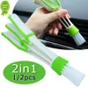 New Car Cleaning Brush 2 In 1 Air Conditioner Vent Cleaner Detailing Dust Removal Blinds Duster Outlet Brush Car-styling Universal