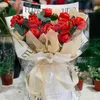 Blocs unique romantique rouge/Rose/bleu créatif Rose fleur Bouquet blocs de construction pour toujours amour bricolage jouets pour filles cadeau R230905