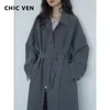 Womens Trench Coats Chic Ven Casaco Longo Singlebreasted Casual Cintura Cintura Mulheres Windbreaker Overcoat Feminino Pano Primavera Outono 230904