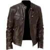 Hommes en cuir Faux 2023 hommes mode veste coupe ajustée col montant PU mâle antivent moto revers diagonale fermeture éclair vestes hommes 5XL 230904